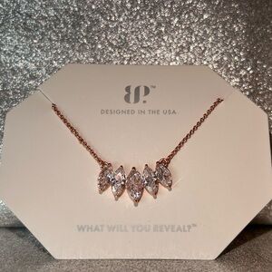 Bomb Party Diamond Cubic Zirconia Necklace on Rose Gold Plating New NK57283